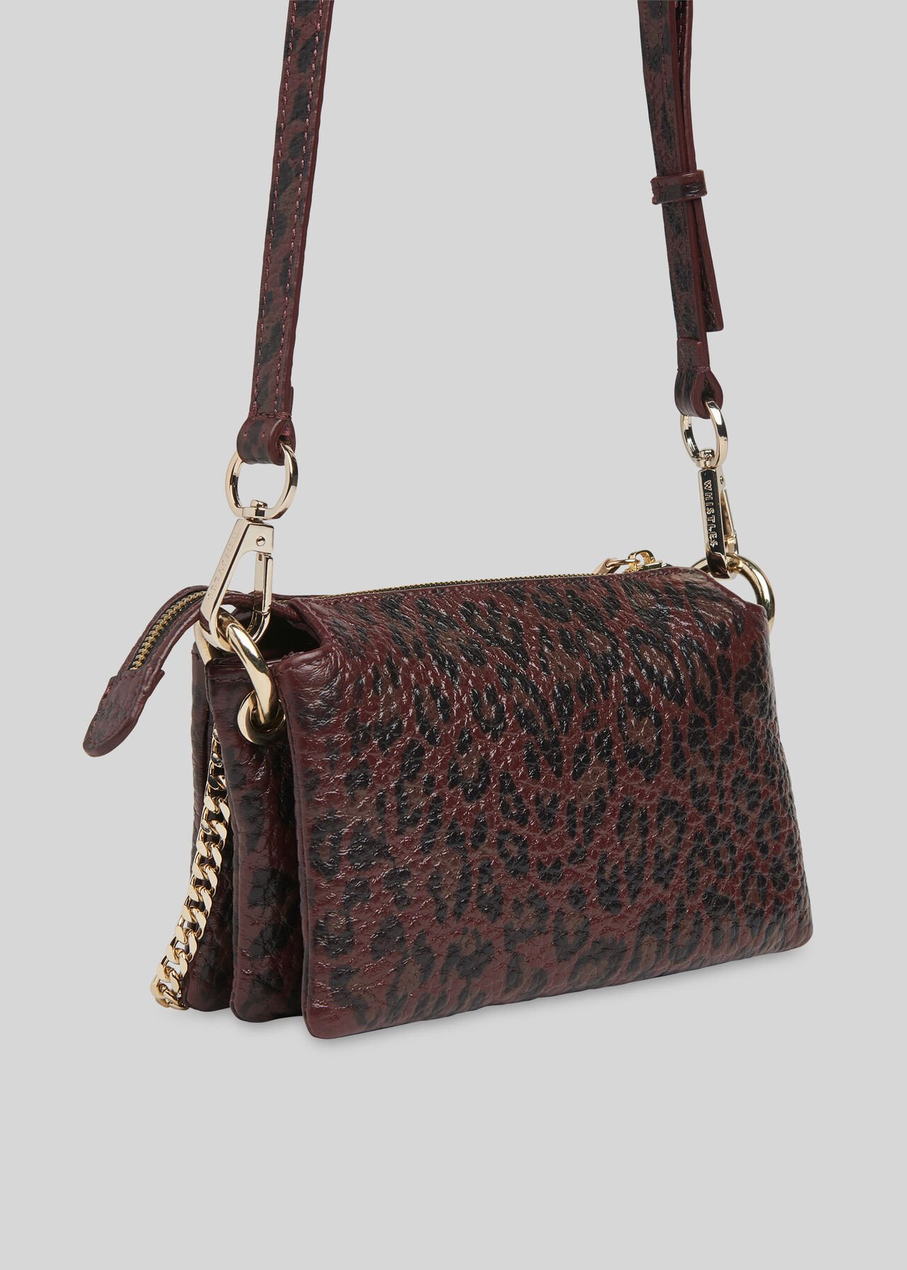 Hatton Leopard Chain Bag Burgundy