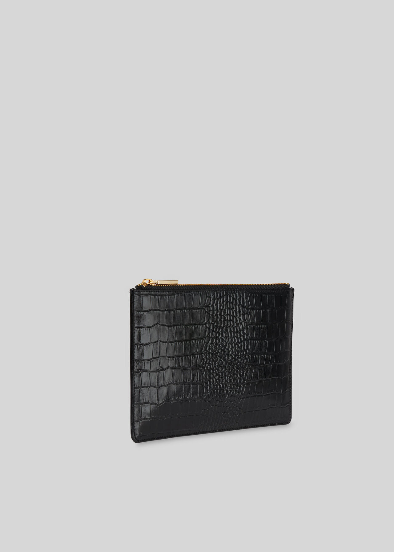 Shiny Croc Small Clutch Black