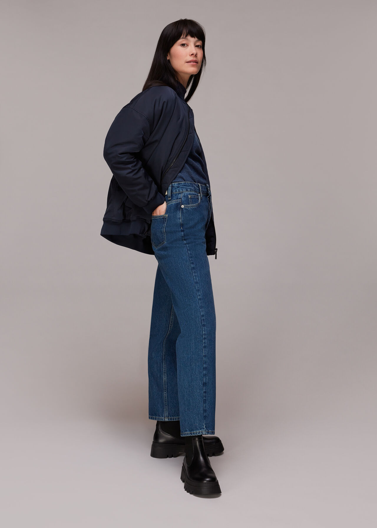 Rib High Neck Melange Top