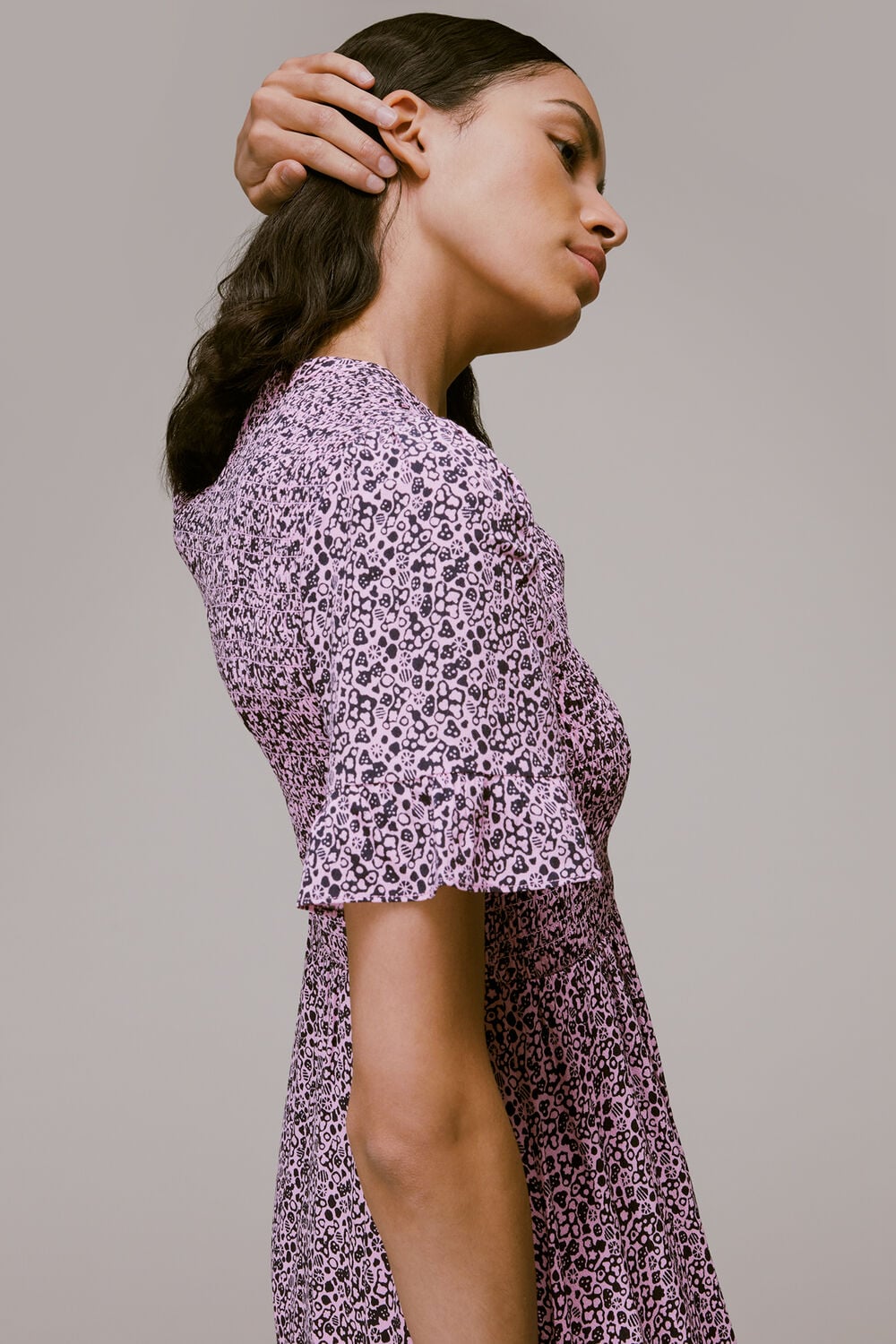 Aria Flower Stamp Midi Dress