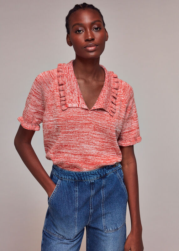 Frill Collar Short Sleeve Knit