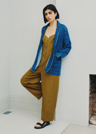 Zip Detail Linen Jumpsuit