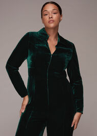 Velvet Zip Front Jumpsuit