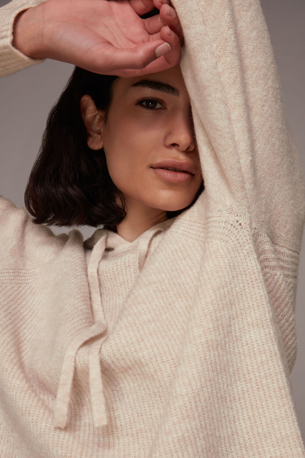 Ribbed Knitted Hoodie