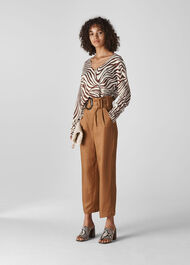 Graphic Zebra Print Linen Knit Brown/Multi