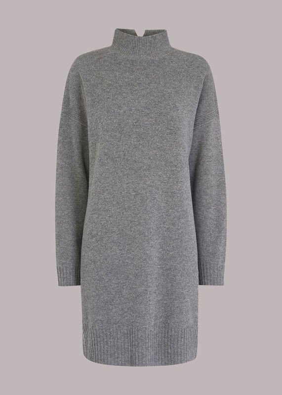 Grey Mock Neck Sweater Dress