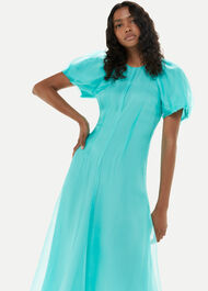 Organza Silk Puff Sleeve Dress