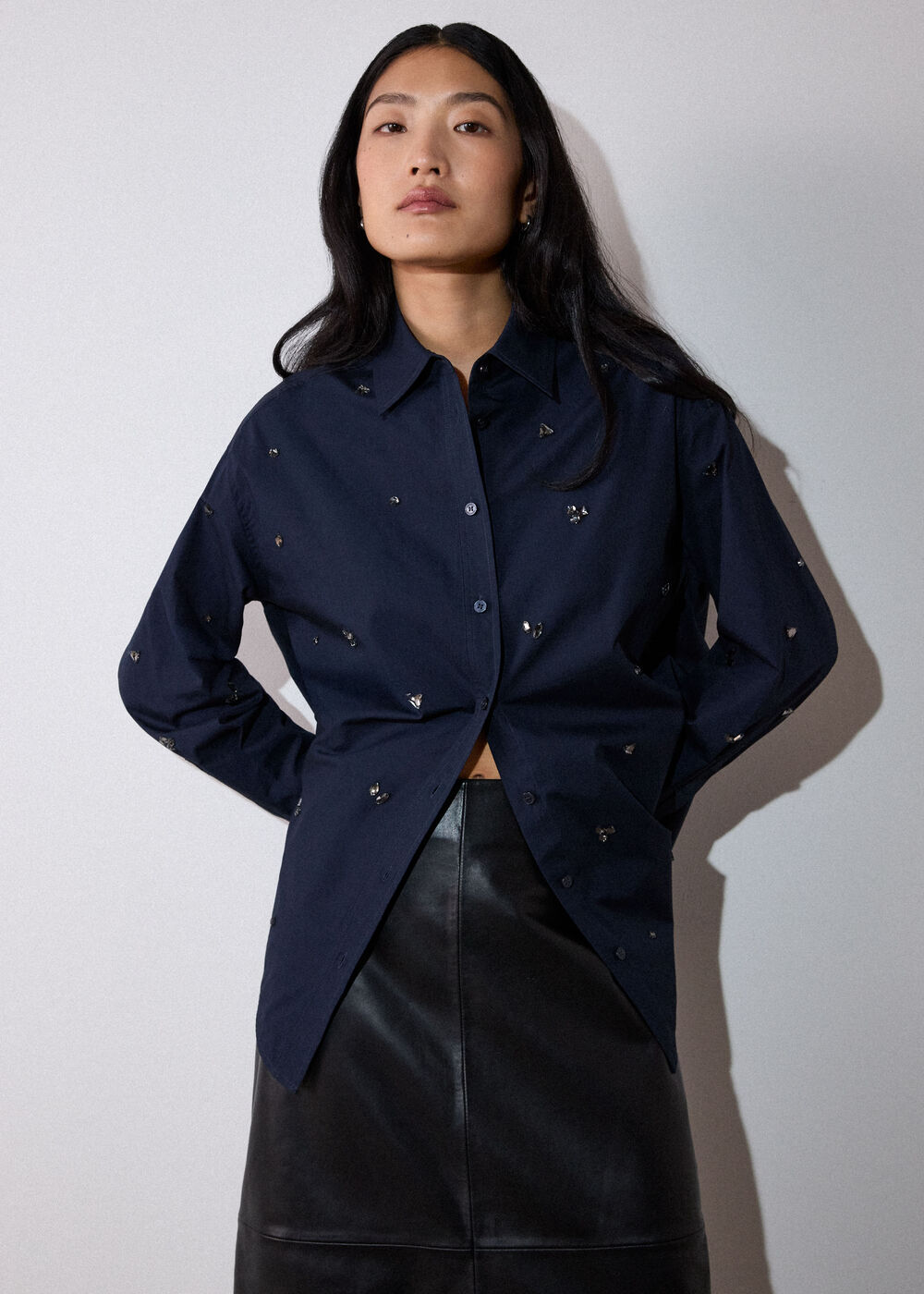 Jewelled Cotton Poplin Shirt