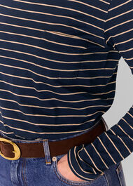 Stripe Crew Neck Pocket Top
