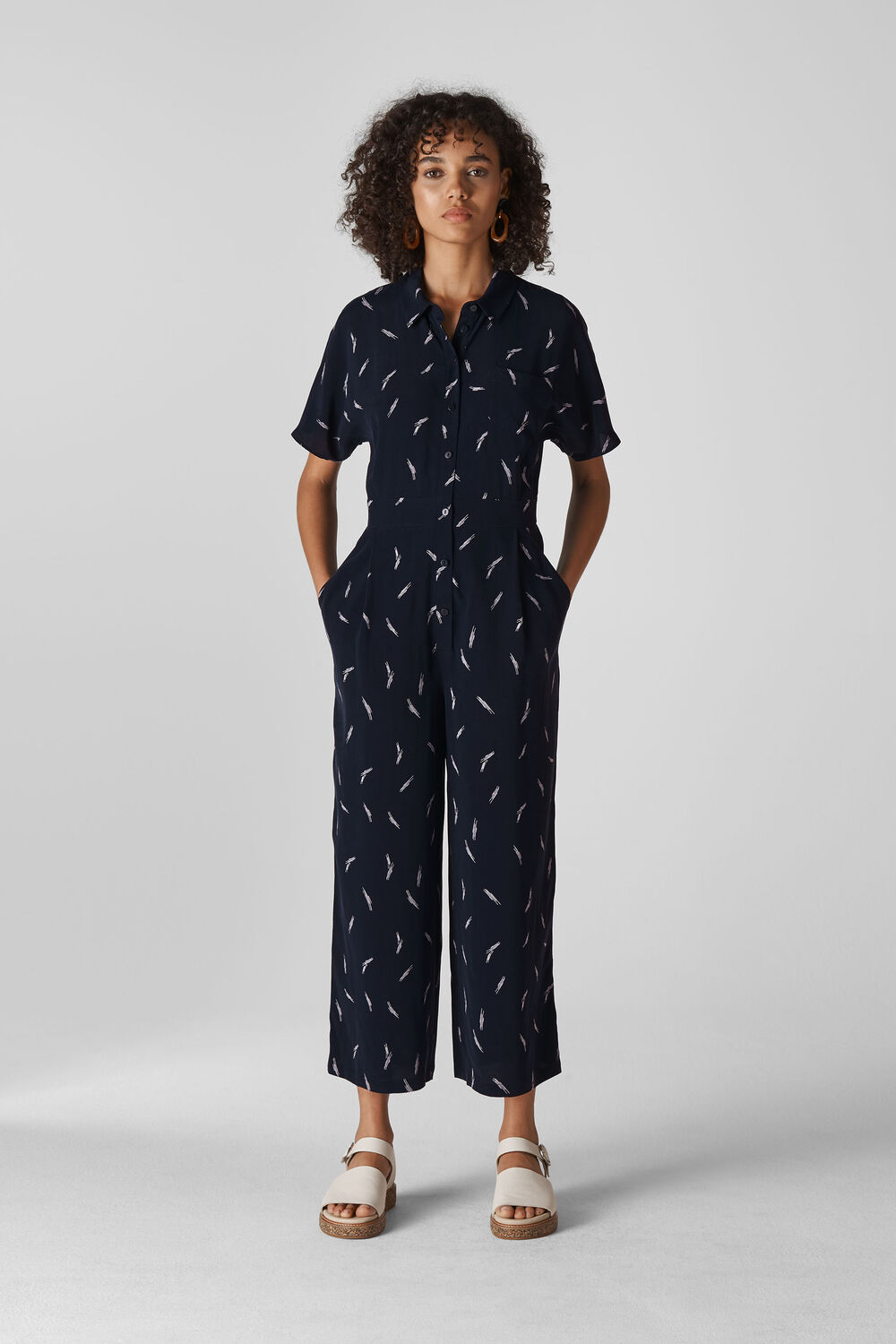Brushstroke Print Jumpsuit