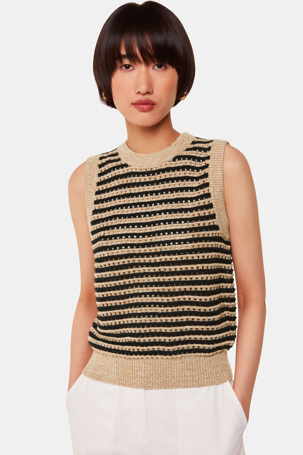 Black Crochet Stripe Tank
