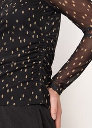 Spot Print Mesh Jersey Top