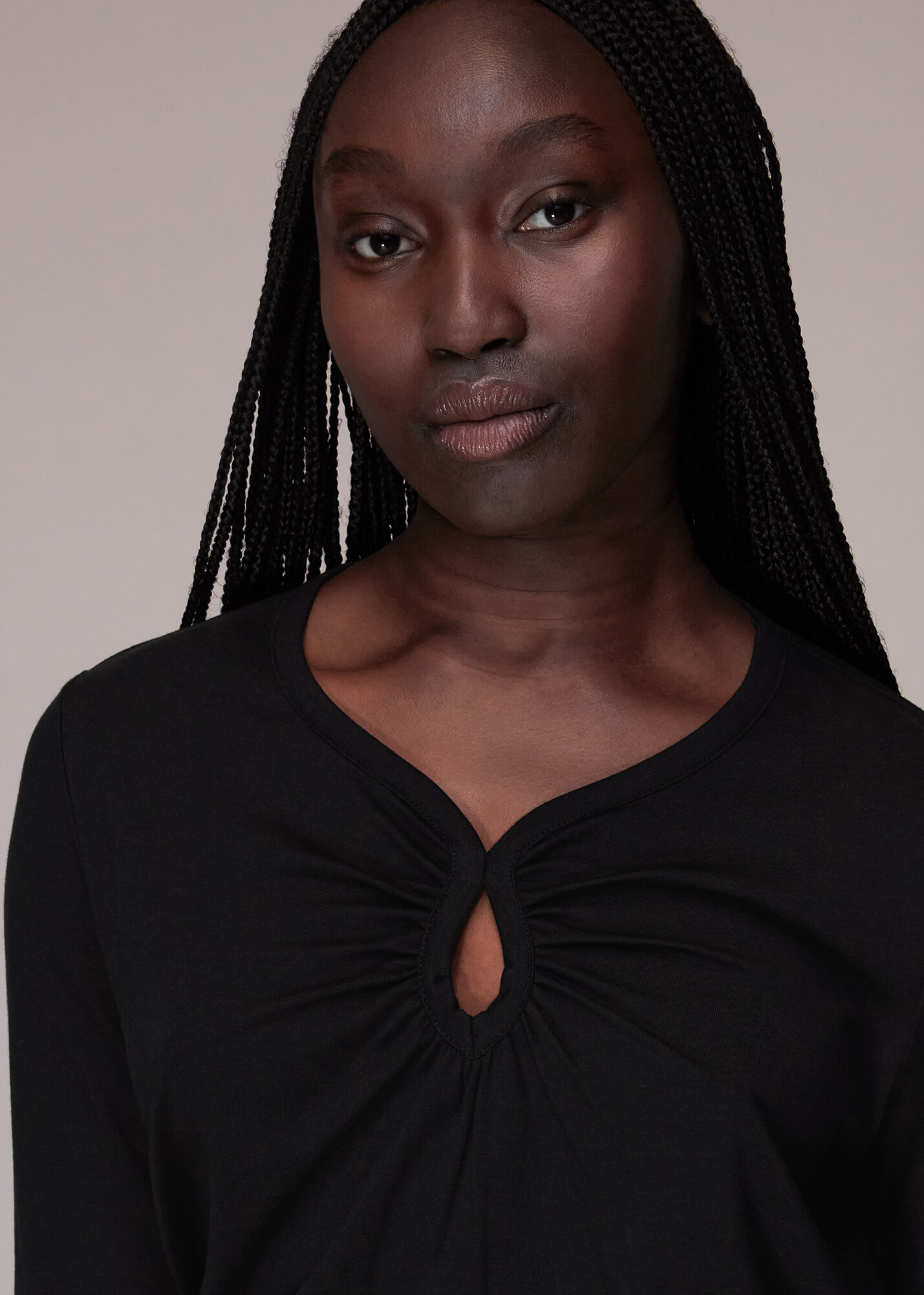 Black long hotsell sleeve keyhole top