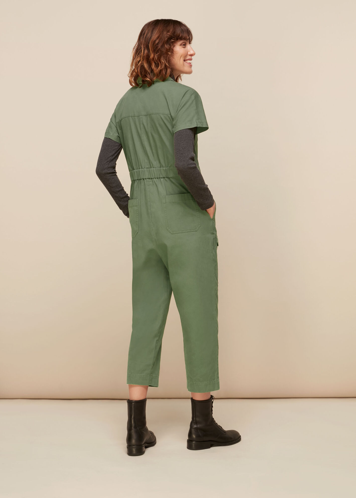 Khaki Elba Utility Jumpsuit WHISTLES