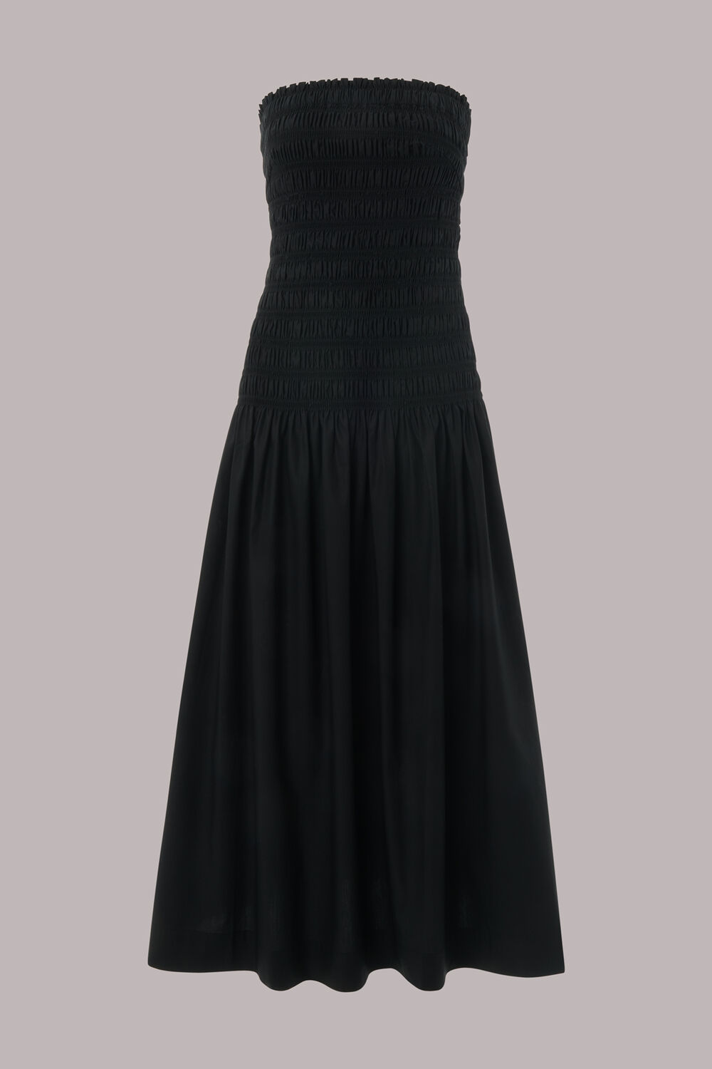 Shirred Bandeau Poplin Dress