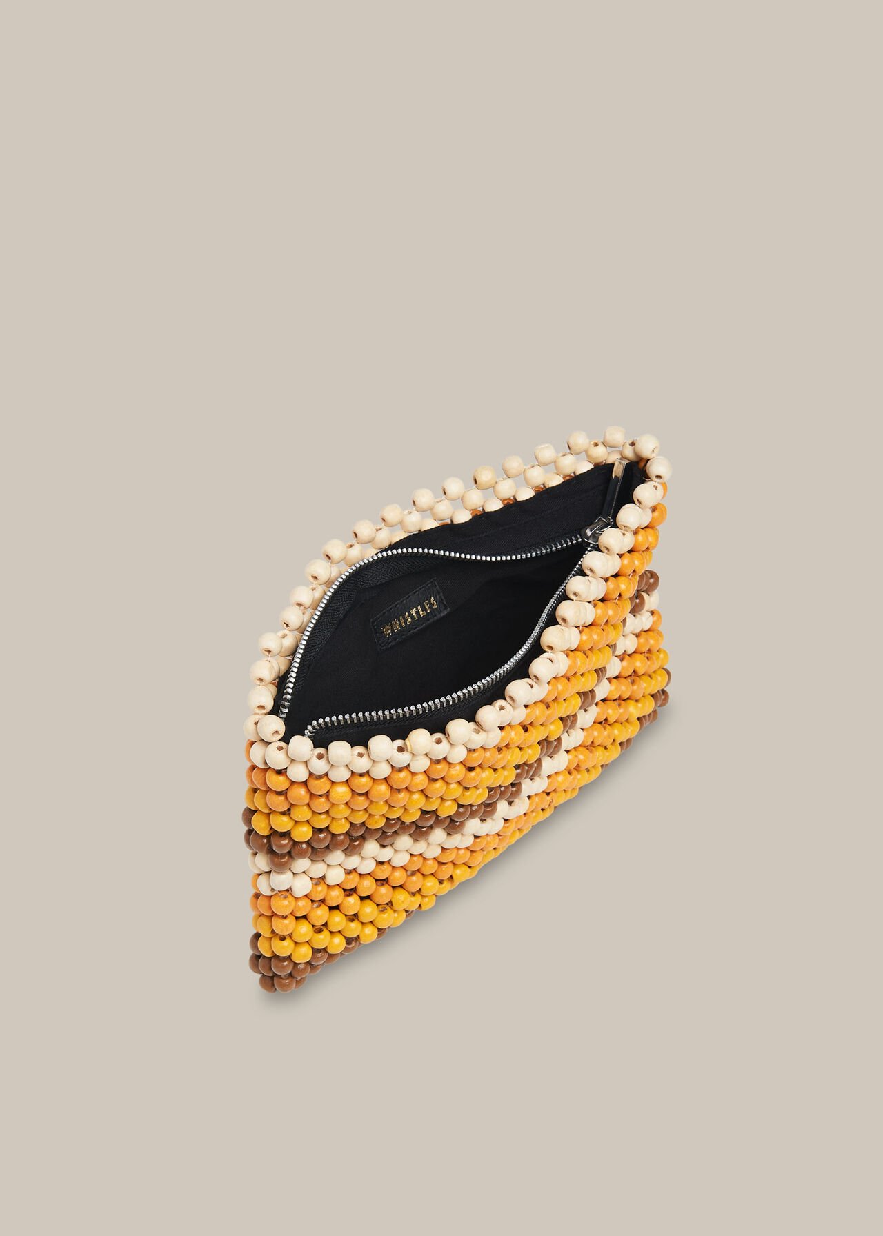 Safah Striped Beaded Clutch Yellow