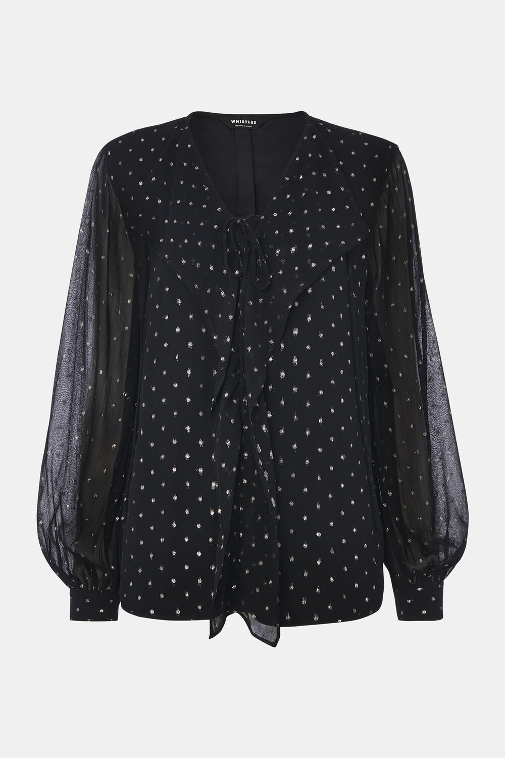 Black Metallic Dobby Frill Blouse