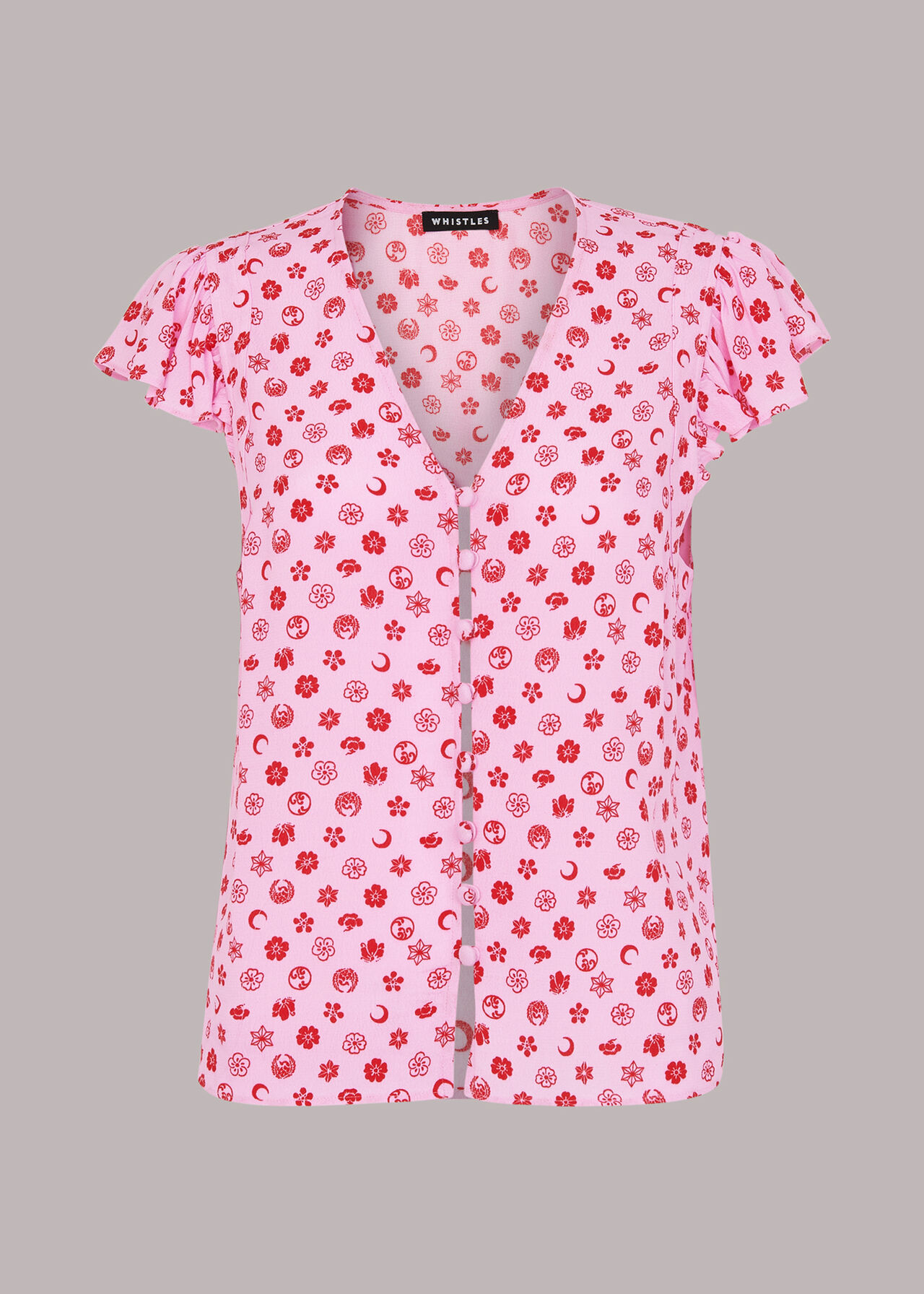 Moon Floral Frill Sleeve Top