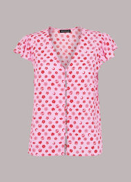 Moon Floral Frill Sleeve Top