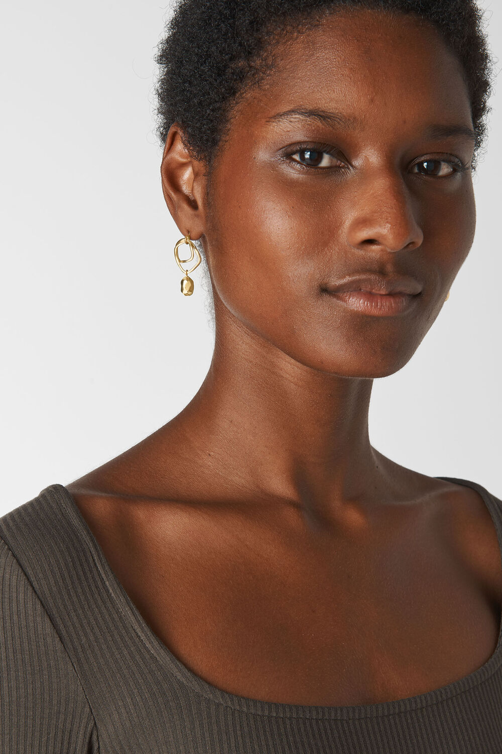 Double Hoop Hammered Earring Gold/Multi