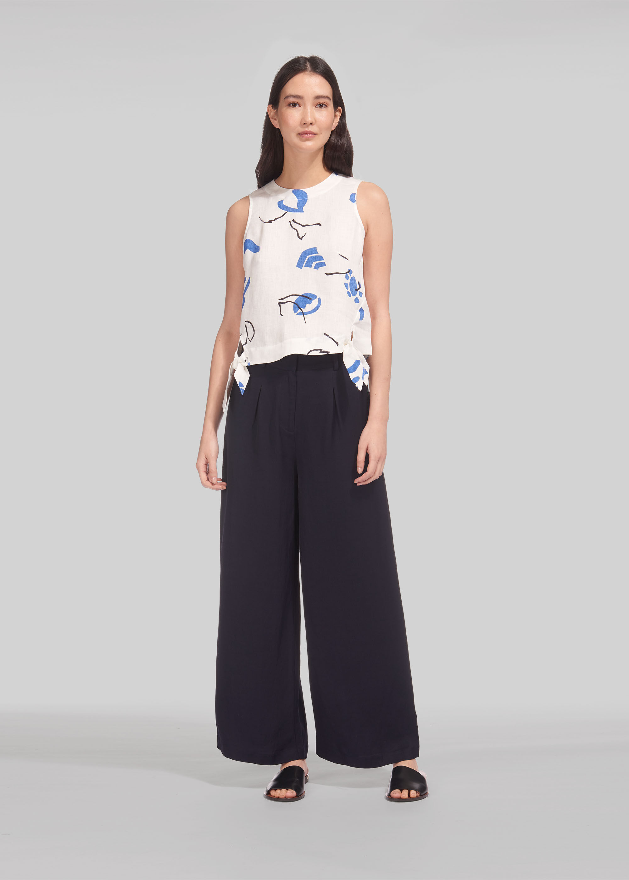 Navy wide leg pants hot sale womens