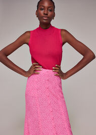 Diagonal Fleck Button Skirt