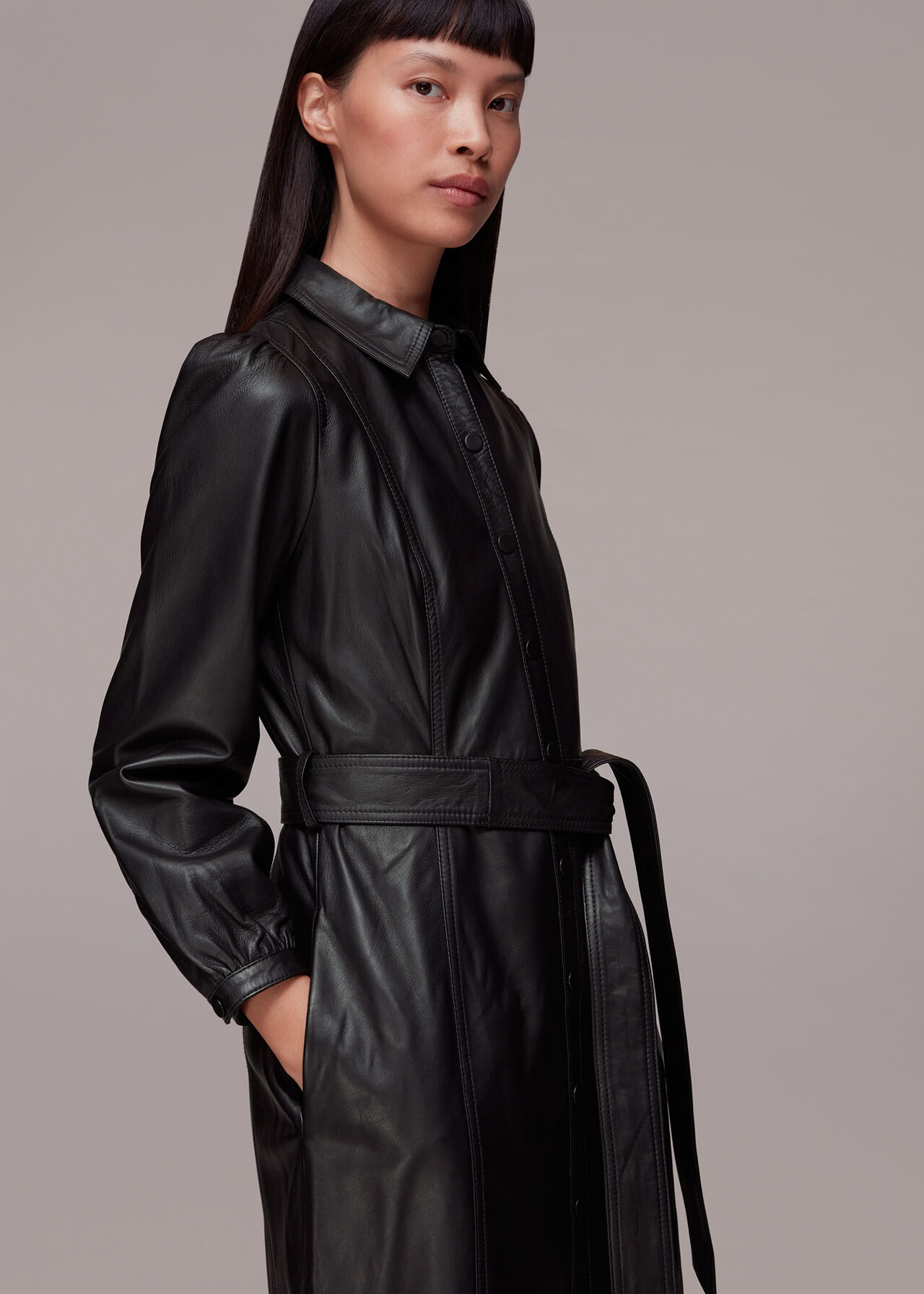 Phoebe Leather Shirt Dress