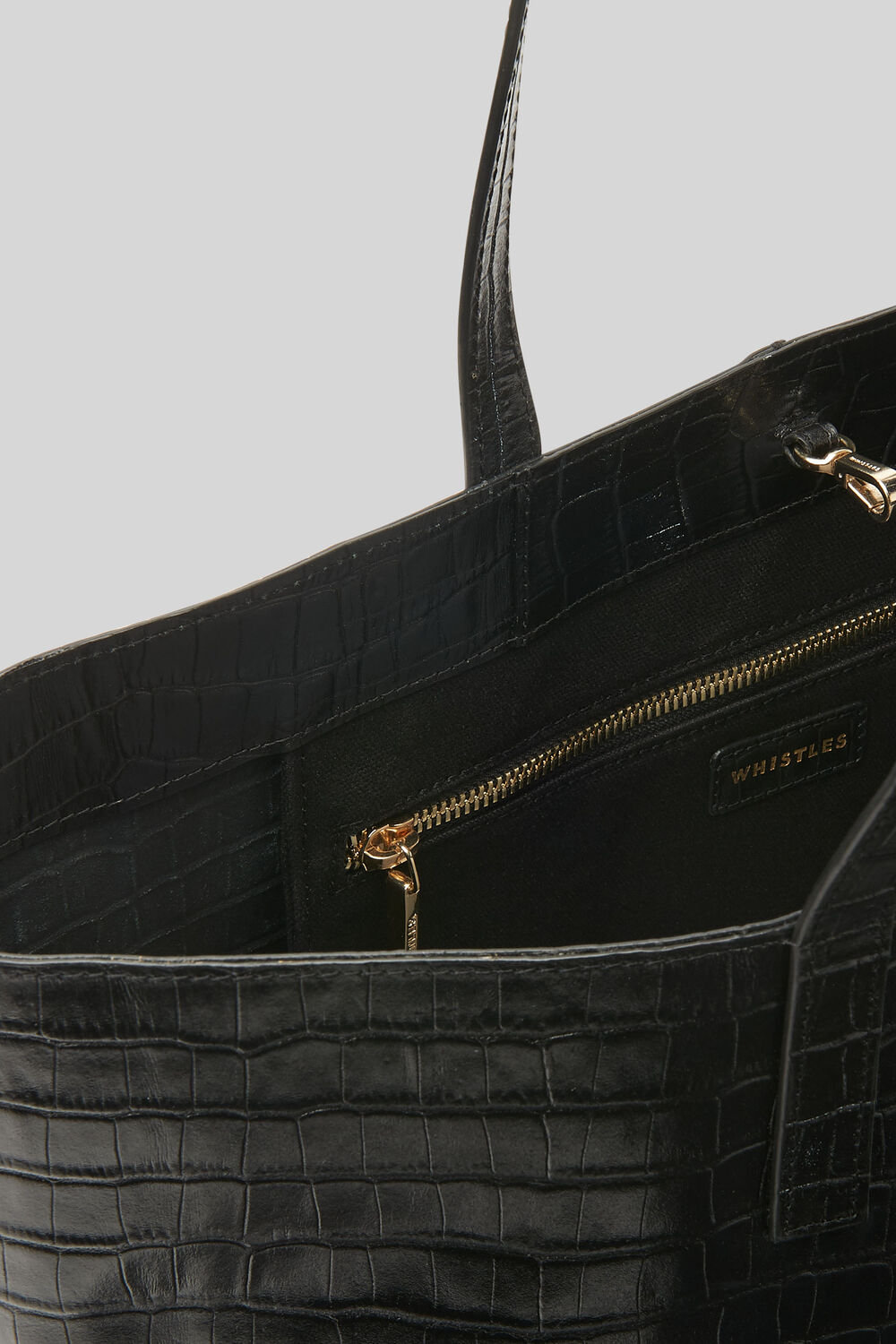 Denmark Unlined Croc Tote Black