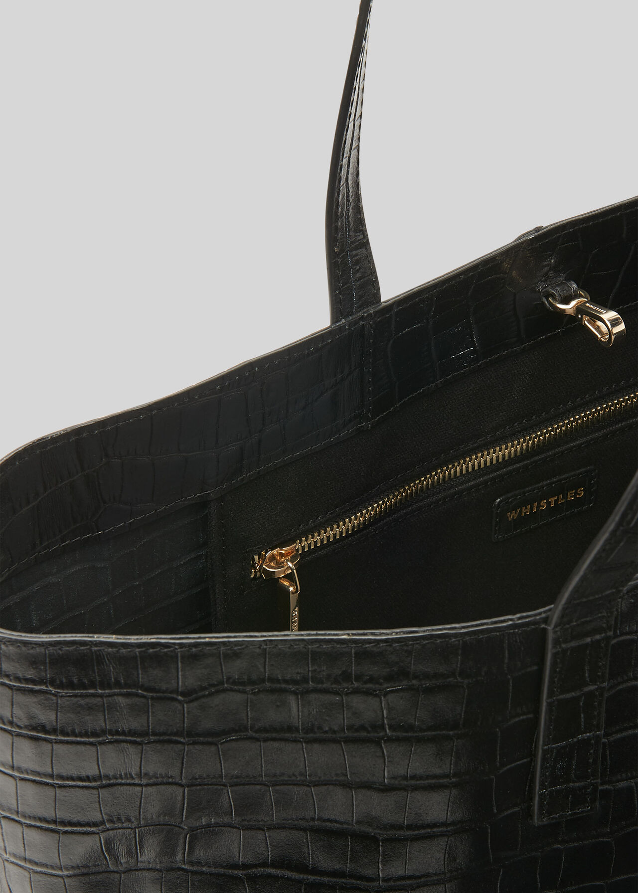 Denmark Unlined Croc Tote Black