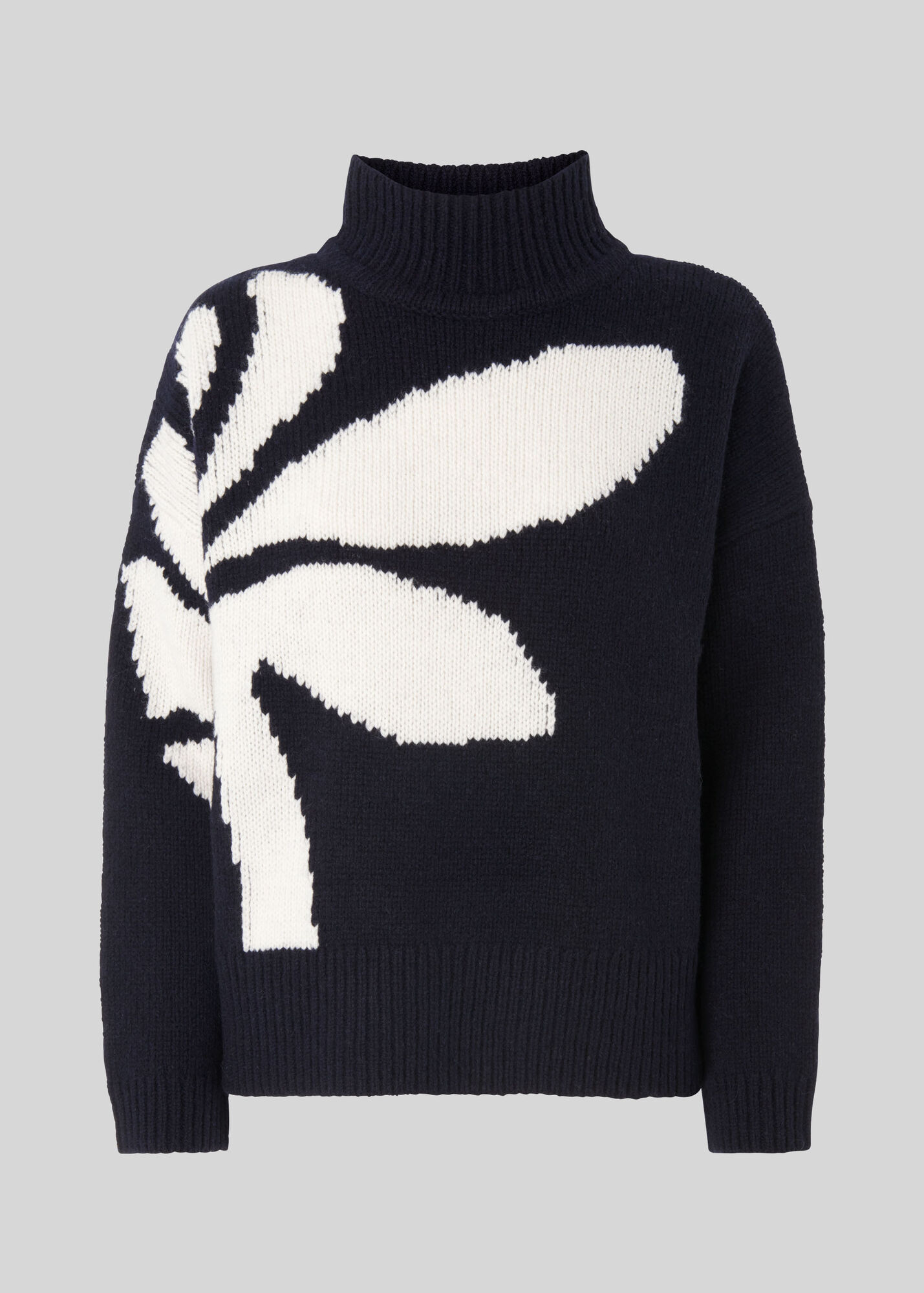 Navy Palm Intarsia Knit WHISTLES