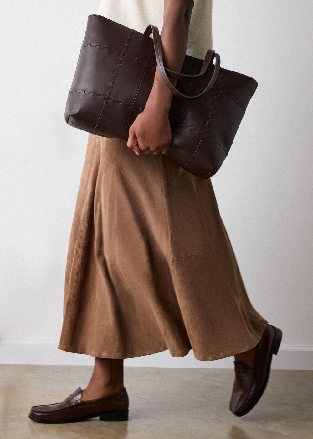 Zig Zag Panel Suede Skirt