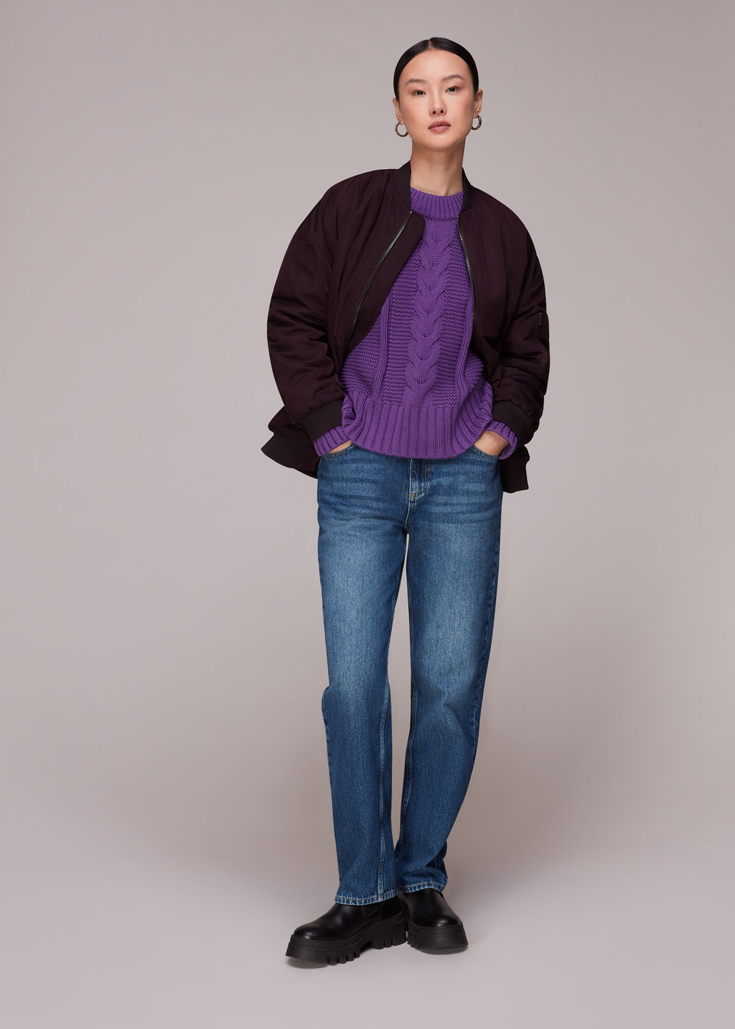 Purple Cable Sweater WHISTLES