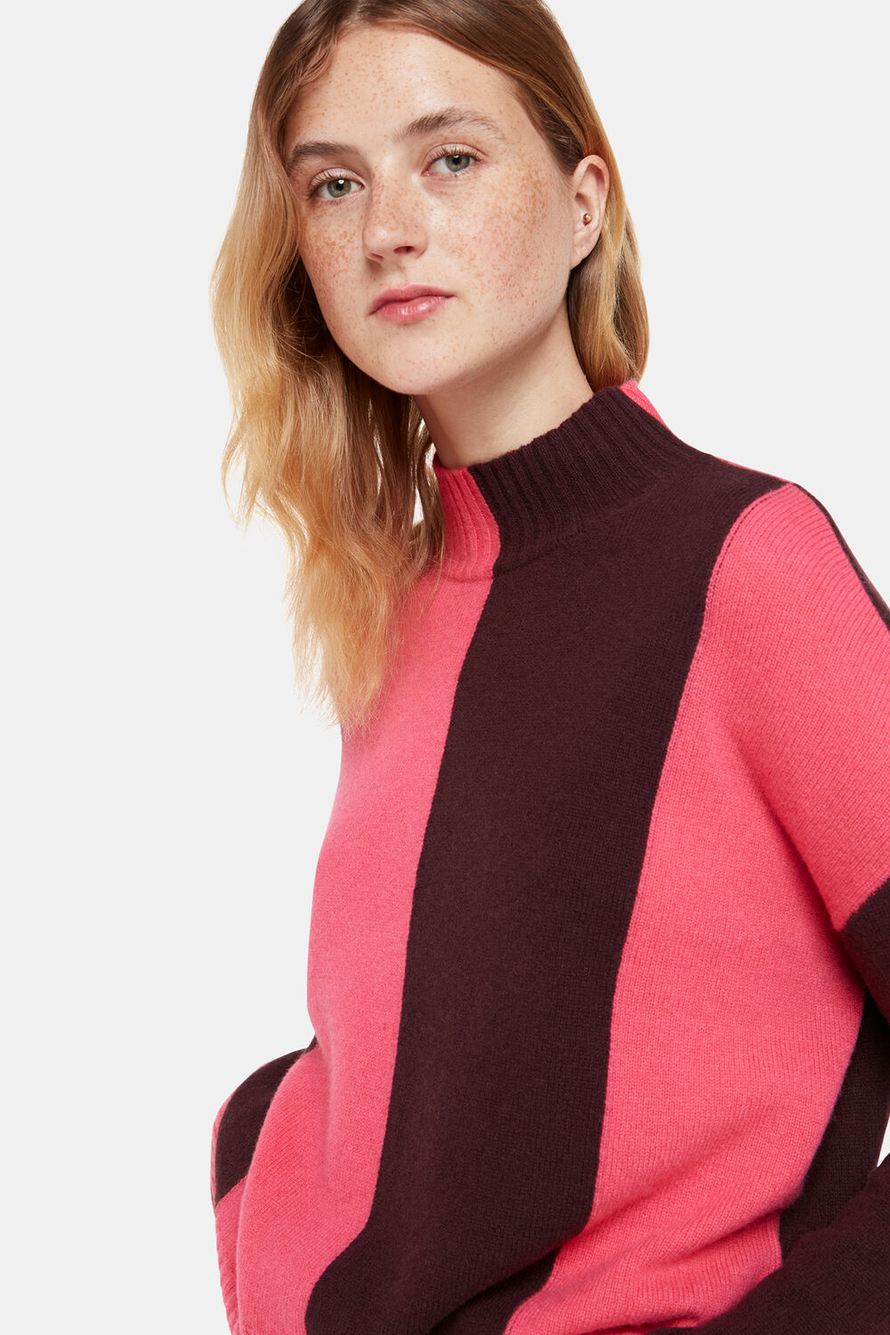 Vertical Stripe Funnel neck