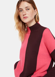 Vertical Stripe Funnel neck