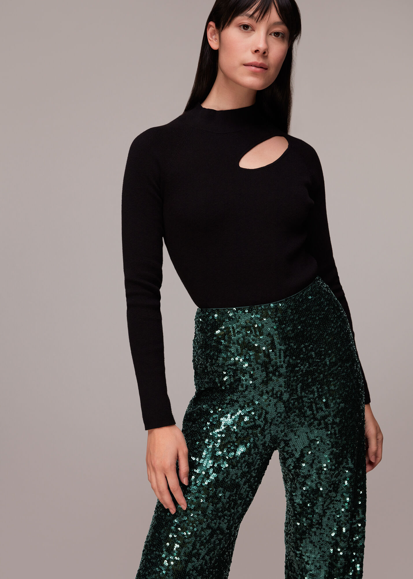 Dark Green Petra Sequin Trouser WHISTLES