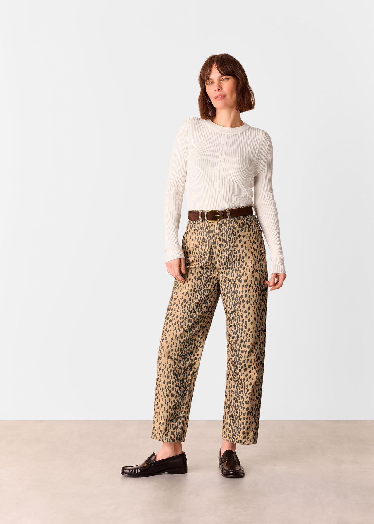 Animal Spot Barrel Leg Jean