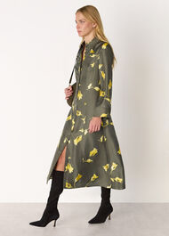 Floral Silk Shirt Midi Dress