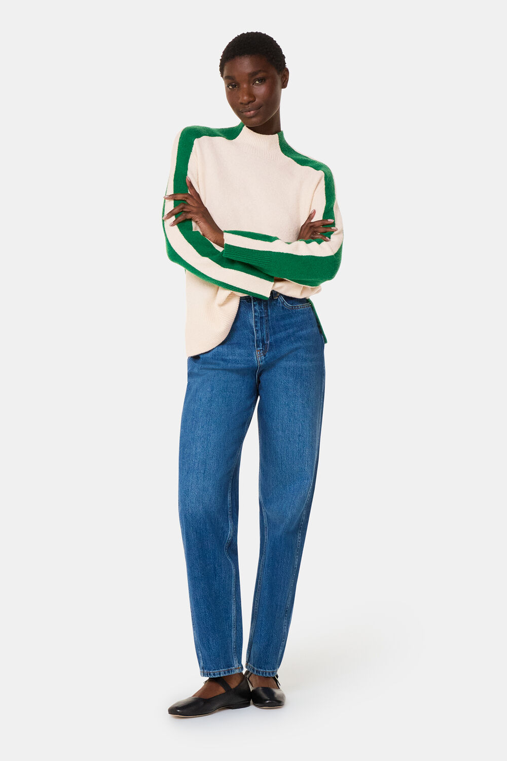 Green Colourblock Wool Mix Knit