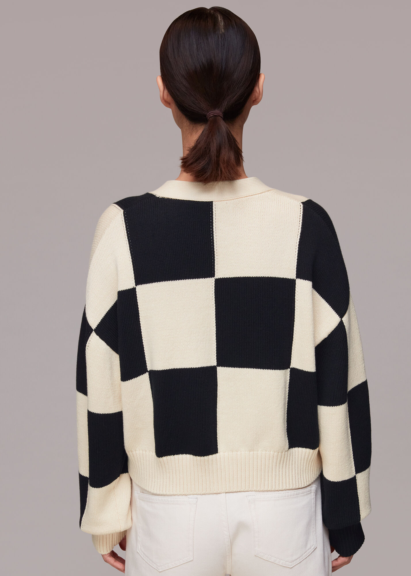 Black and white check cardigan deals