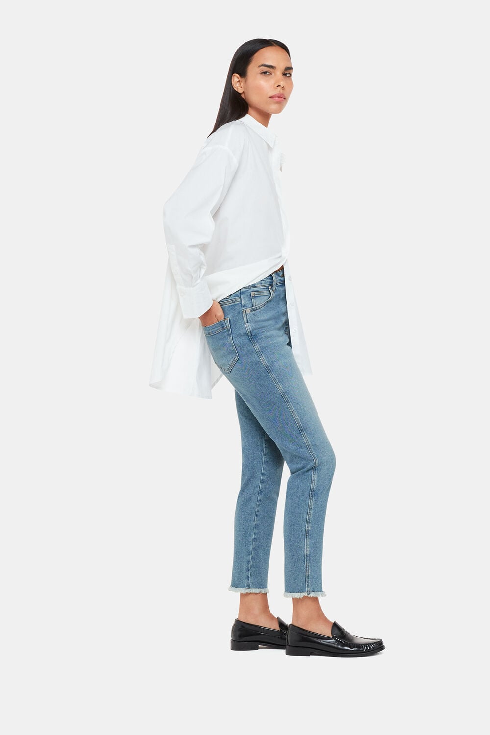 Denim Stretch Slim Frayed Jean