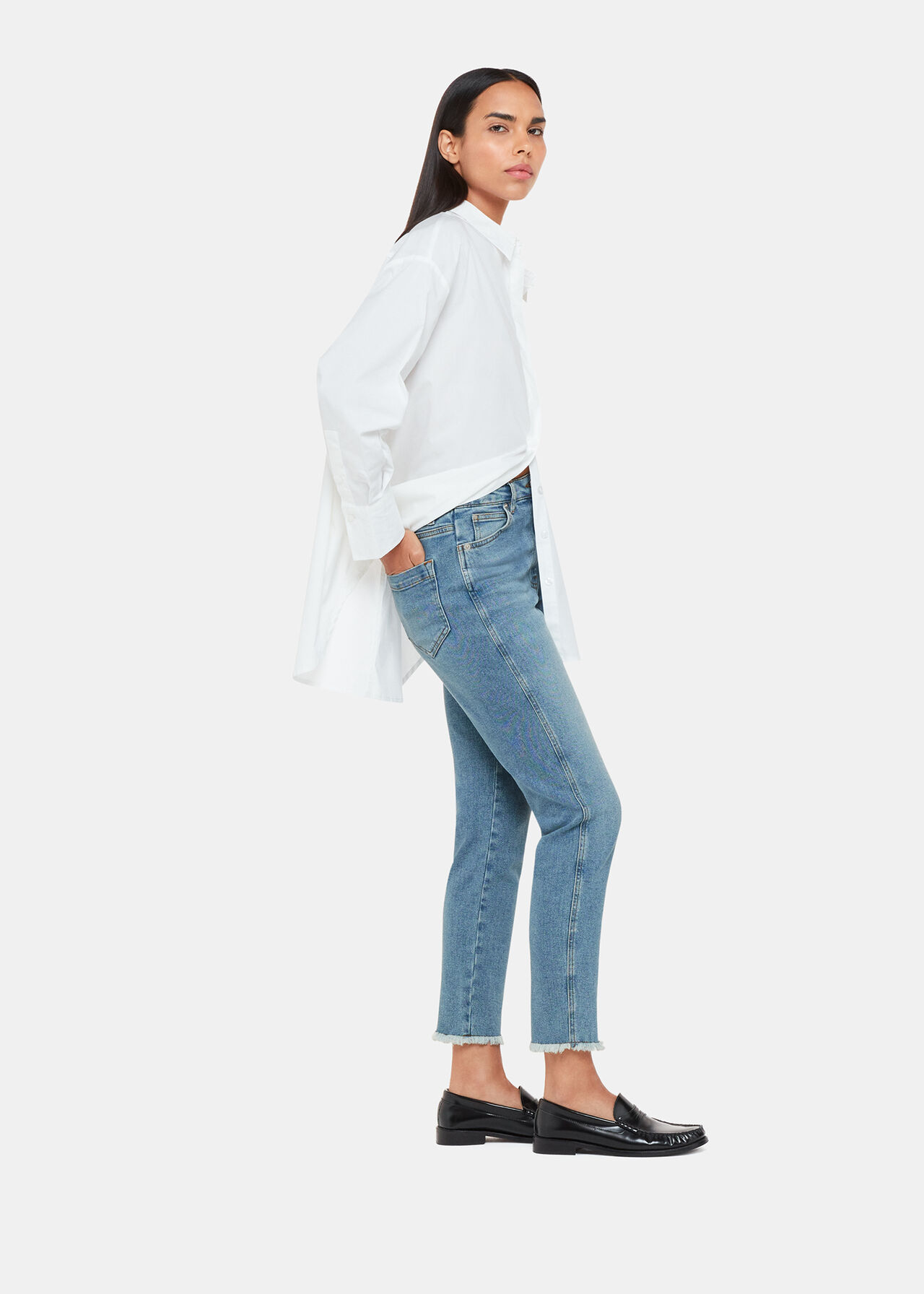 Denim Blue Stretch High-Waisted Slim Jeans, Whistles