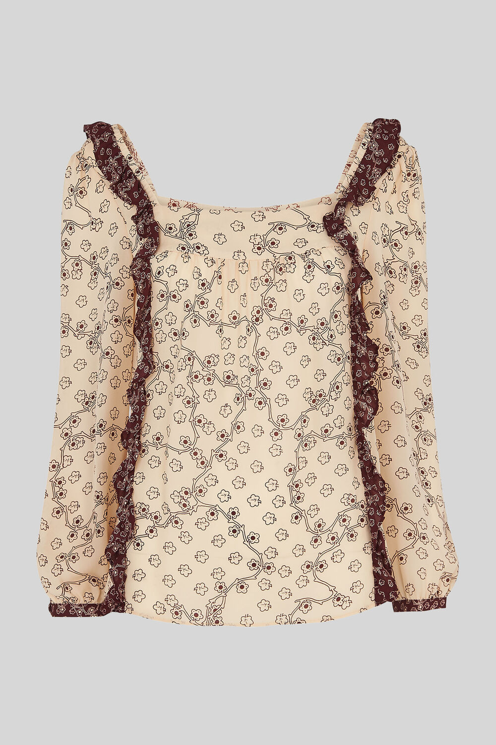 Floral Map Print Silk Top Multicolour