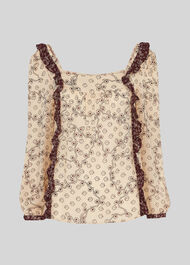 Floral Map Print Silk Top Multicolour