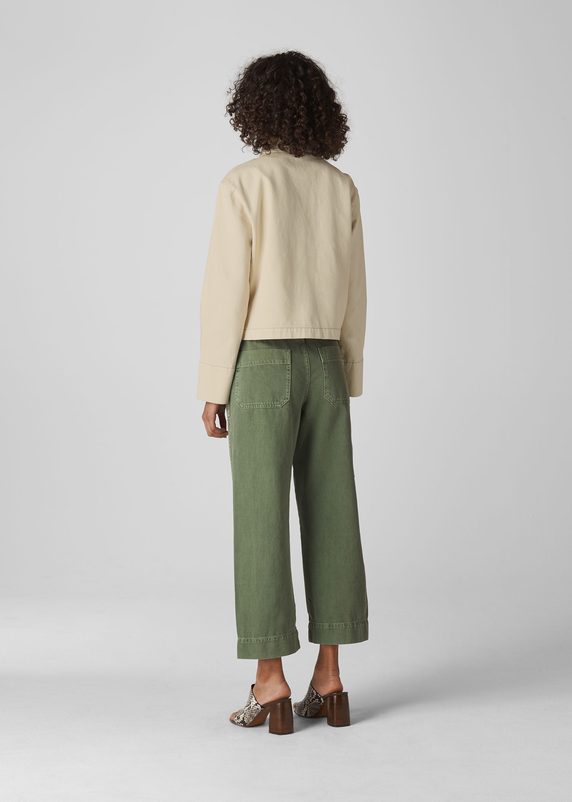 Ivory Multi Contrast Stitch Denim Jacket WHISTLES