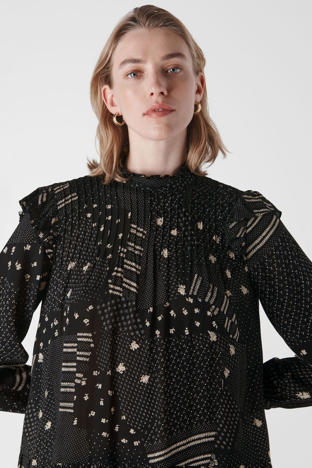 Ona Patchwork Print Dress Black/Multi