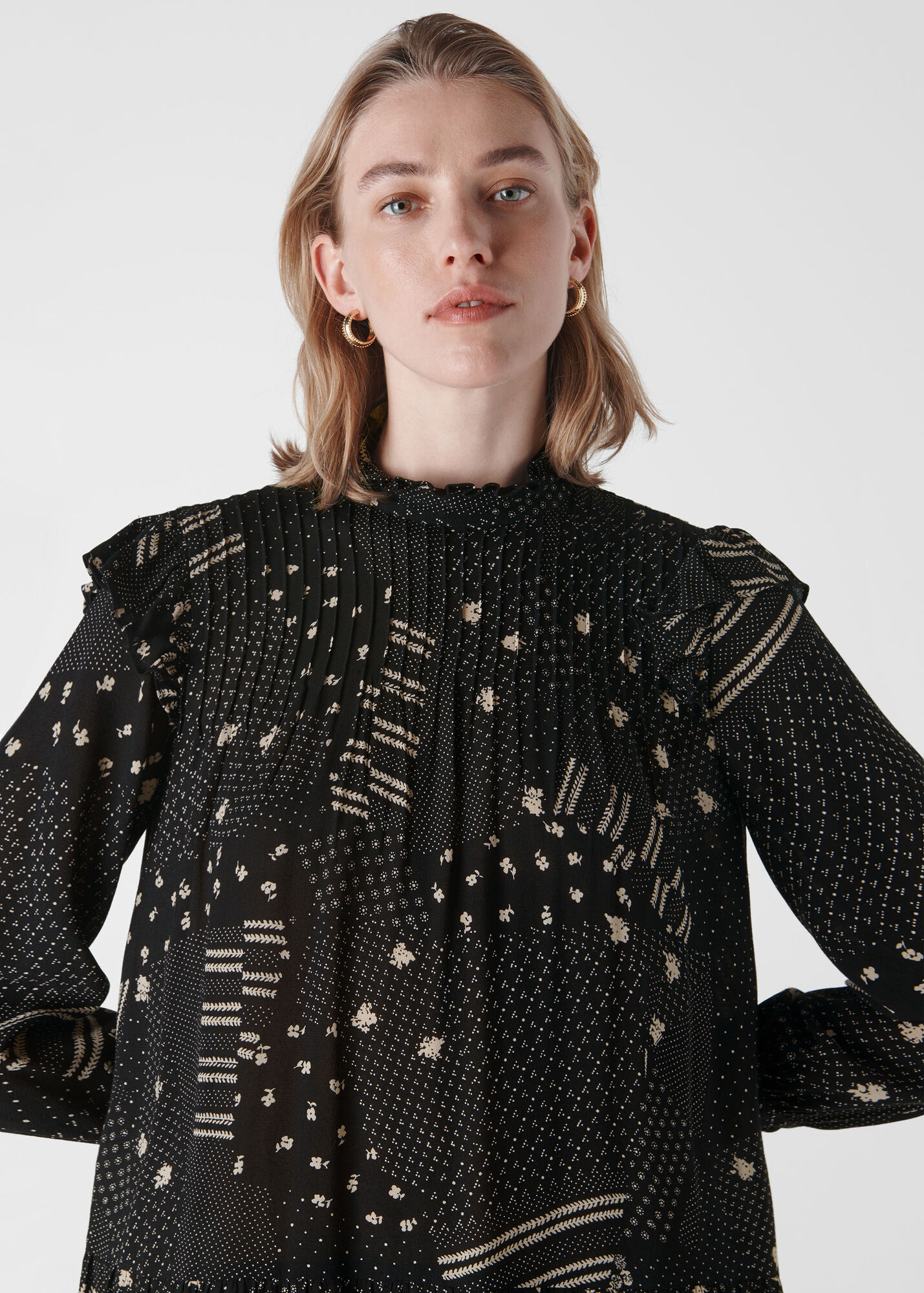 Black/Multi Ona Patchwork Print Dress WHISTLES