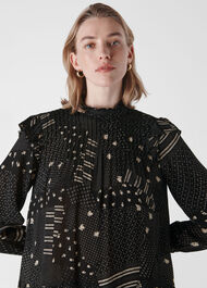 Ona Patchwork Print Dress Black/Multi