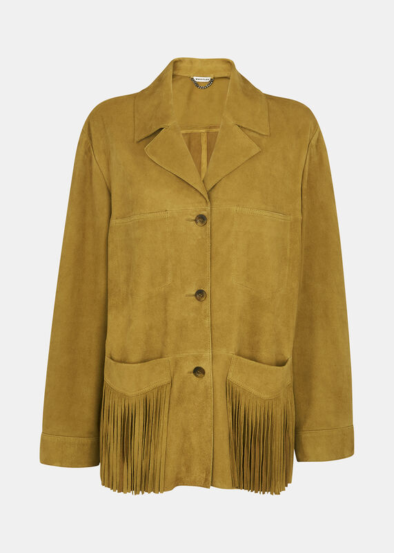 Neutral Lani Tassel Suede Jacket