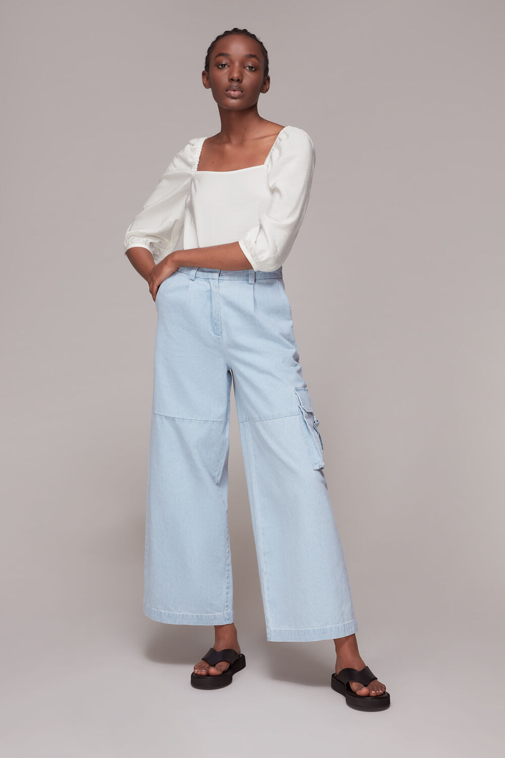 White Blanche Square Neck Top