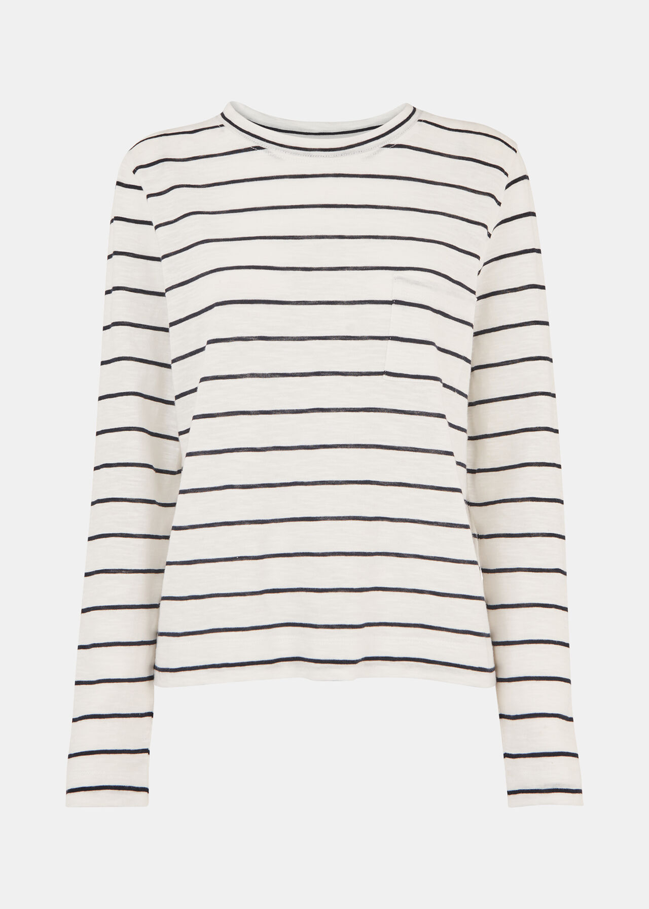 Stripe Crew Neck Pocket Top